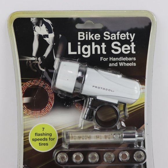 Protocol Bike Safety Light Set For Handlebars And Wheels ~ 7 Flashing Speeds - Picture 3 of 7